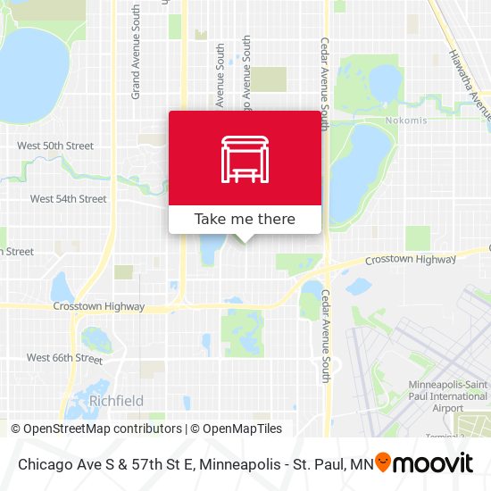Chicago Ave S & 57th St E map