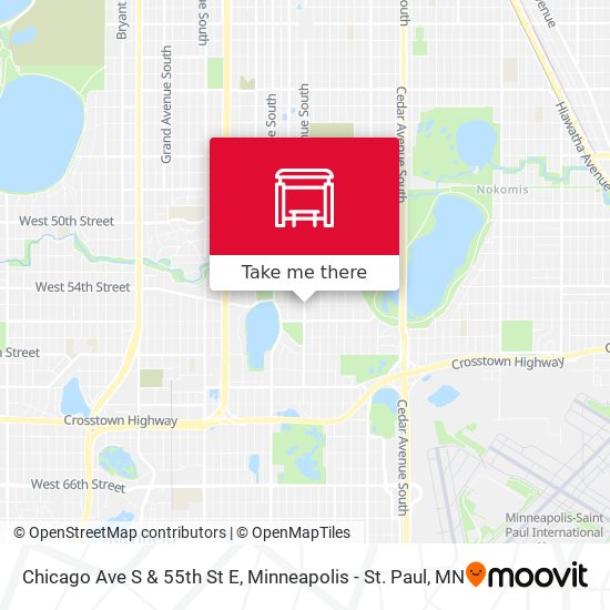 Chicago Ave S & 55th St E map