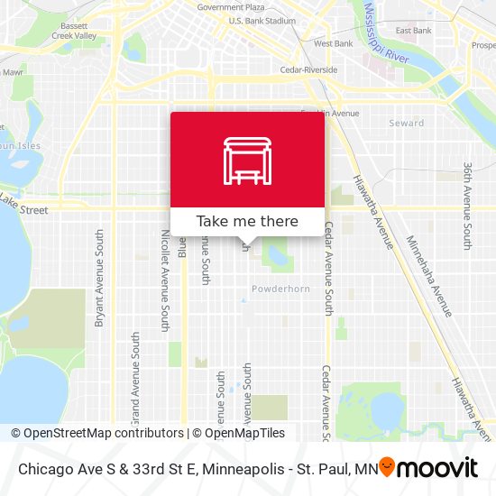Mapa de Chicago Ave S & 33rd St E