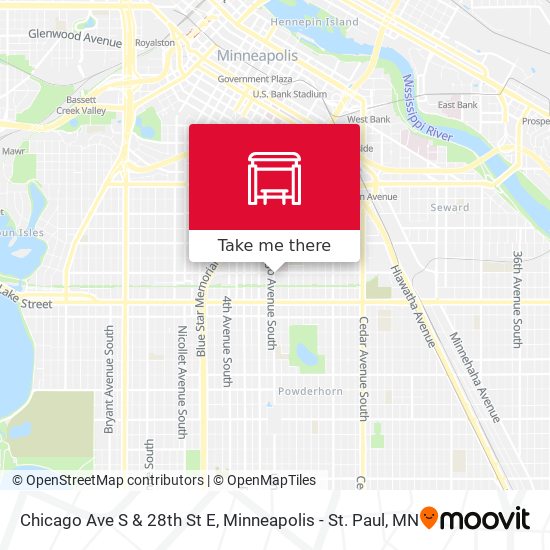Chicago Ave S & 28th St E map