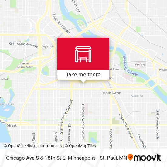 Chicago Ave S & 18th St E map