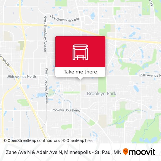 Zane Ave N & Adair Ave N map