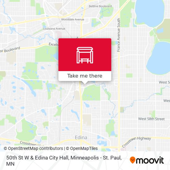 50th St W & Edina City Hall map