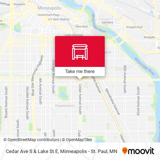 Mapa de Cedar Ave S & Lake St E