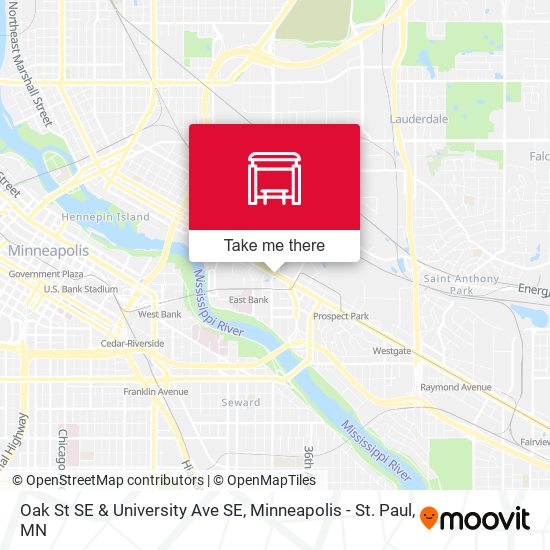 Oak St SE & University Ave SE map