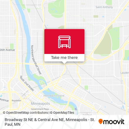 Broadway St NE & Central Ave NE map