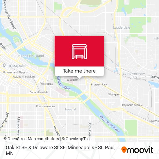 Oak St SE & Delaware St SE map