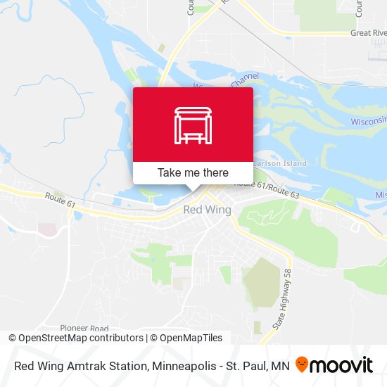 Mapa de Red Wing Amtrak Station