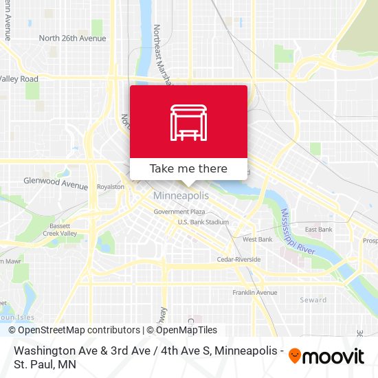 Washington Ave & 3rd Ave / 4th Ave S map