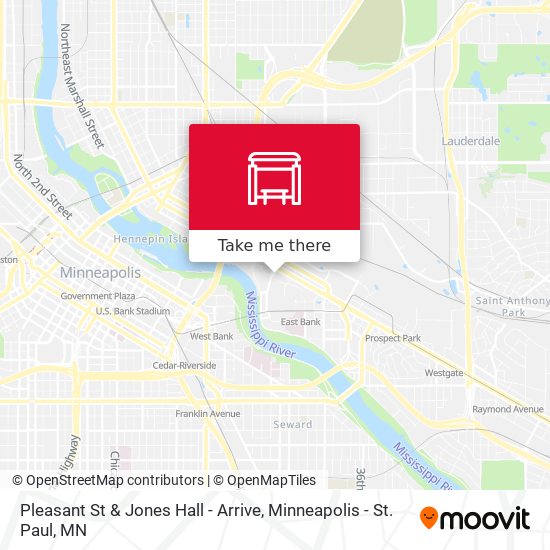 Pleasant St & Jones Hall - Arrive map