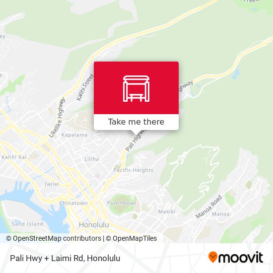 Pali Hwy + Laimi Rd map