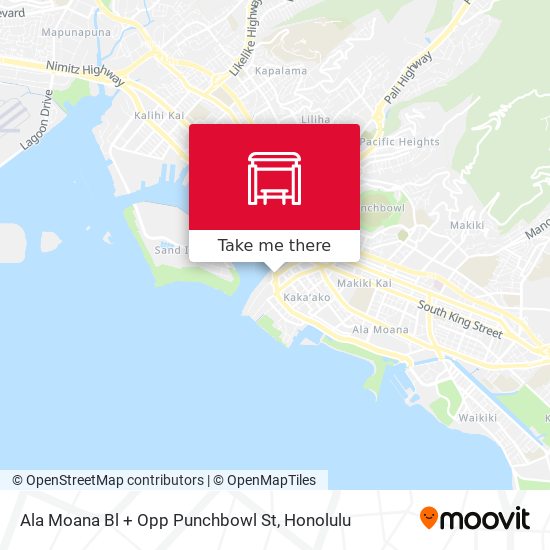 Mapa de Ala Moana Bl + Opp Punchbowl St