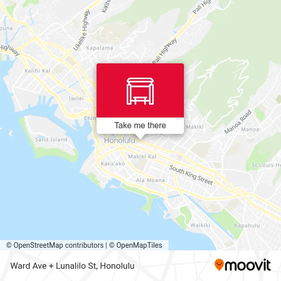Ward Ave + Lunalilo St map