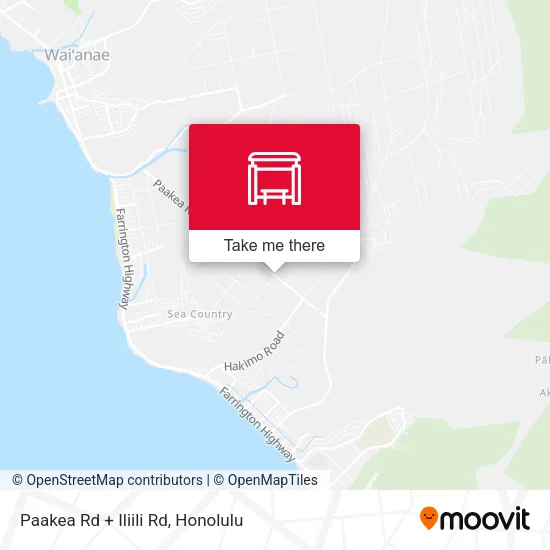 Mapa de Paakea Rd + Iliili Rd