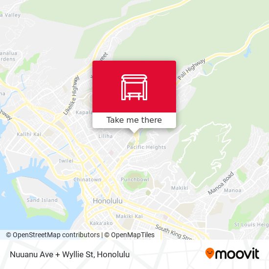 Nuuanu Ave + Wyllie St map