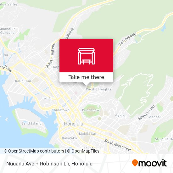 Nuuanu Ave + Robinson Ln map