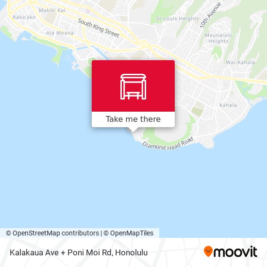 Mapa de Kalakaua Ave + Poni Moi Rd