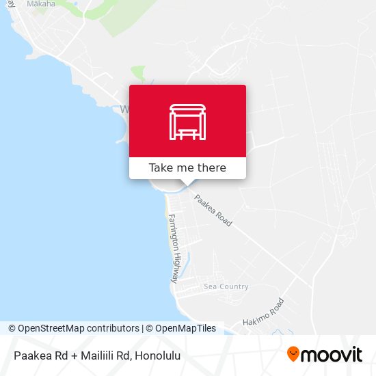 Paakea Rd + Mailiili Rd map