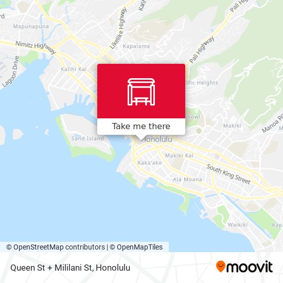 Queen St + Mililani St map