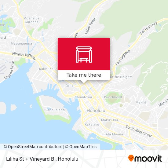 Liliha St + Vineyard Bl map