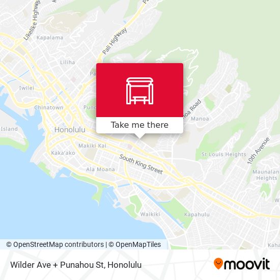 Mapa de Wilder Ave + Punahou St