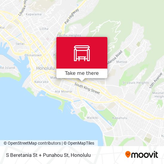 Mapa de S Beretania St + Punahou St