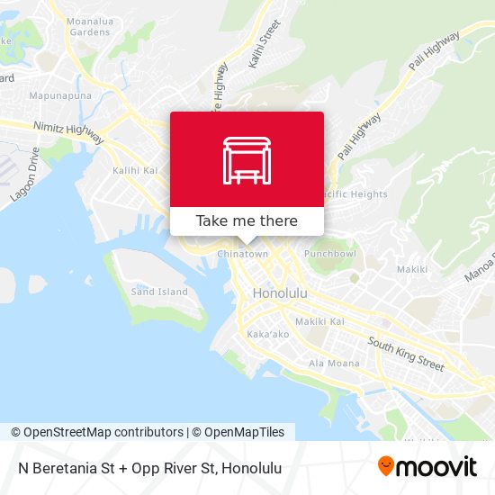 N Beretania St + Opp River St map