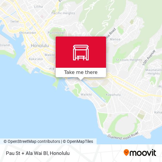 Mapa de Pau St + Ala Wai Bl