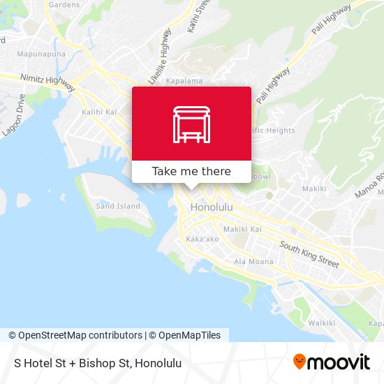 S Hotel St + Bishop St map