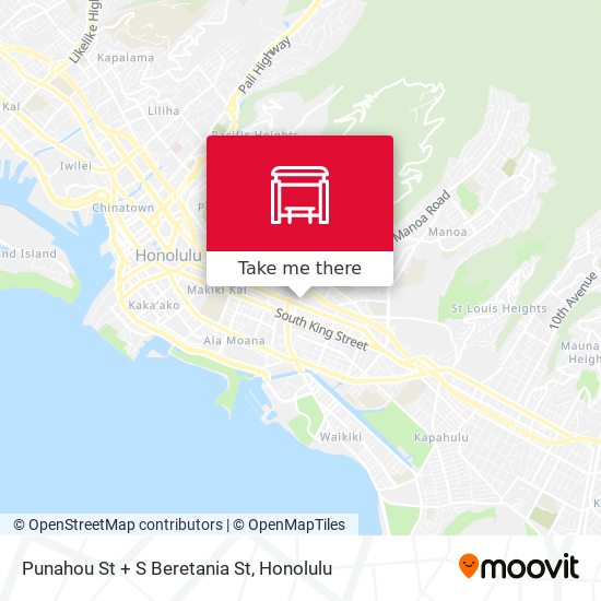 Punahou St + S Beretania St map