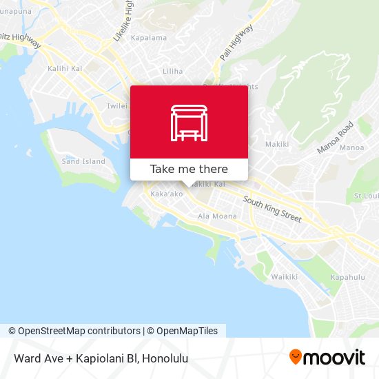 Ward Ave + Kapiolani Bl map