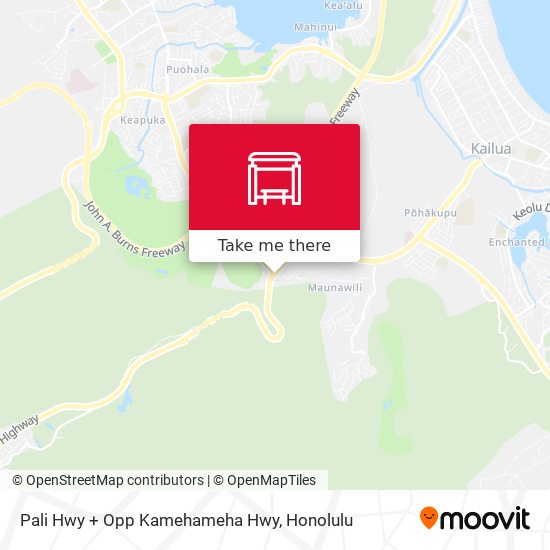 Mapa de Pali Hwy + Opp Kamehameha Hwy