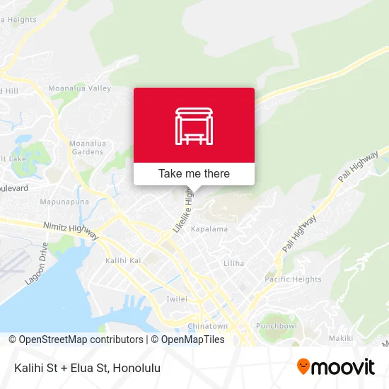Kalihi St + Elua St map
