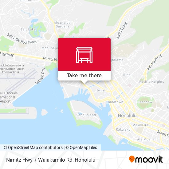 Nimitz Hwy + Waiakamilo Rd map