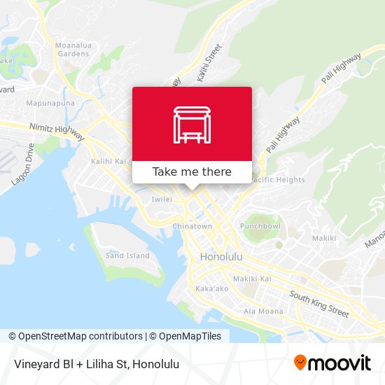 Mapa de Vineyard Bl + Liliha St