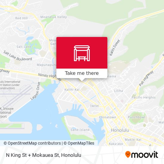 N King St + Mokauea St map