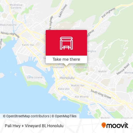Pali Hwy + Vineyard Bl map