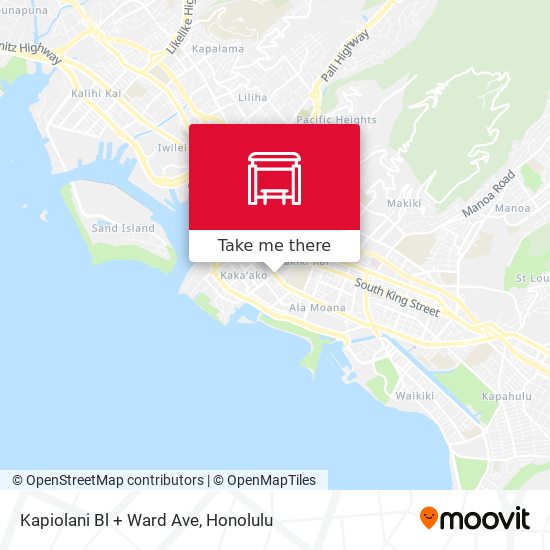 Kapiolani Bl + Ward Ave map