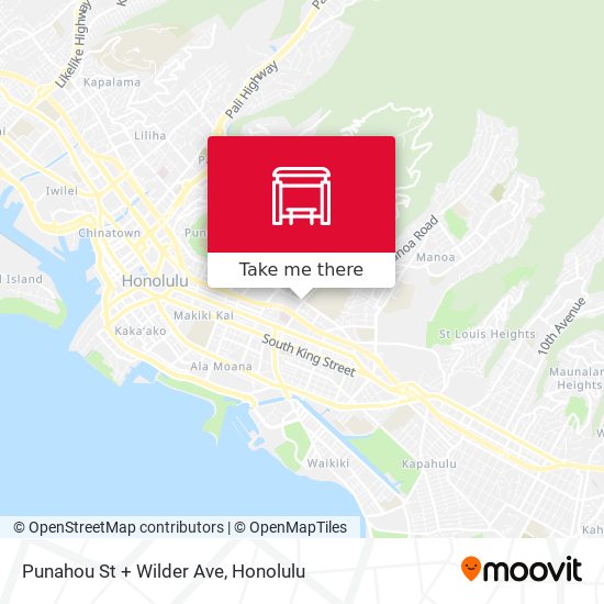 Punahou St + Wilder Ave map