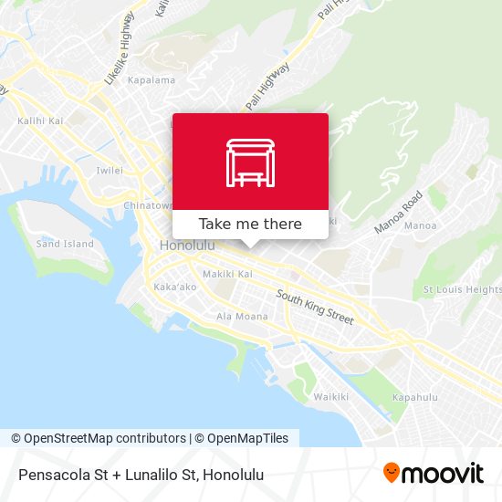 Pensacola St + Lunalilo St map