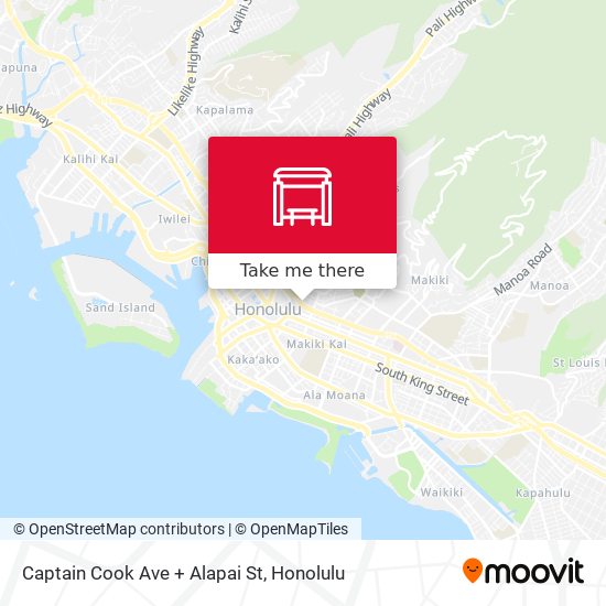 Captain Cook Ave + Alapai St map