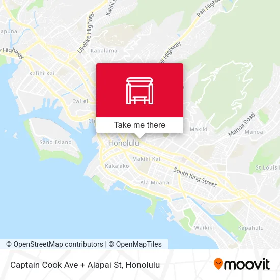 Captain Cook Ave + Alapai St map