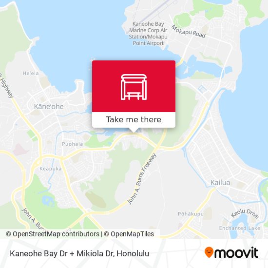 Kaneohe Bay Dr + Mikiola Dr map