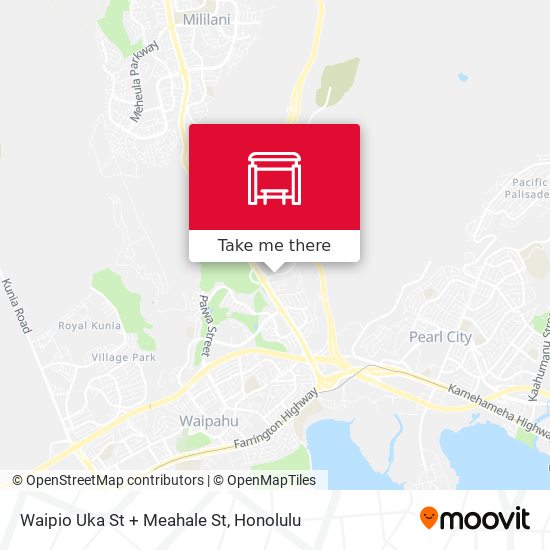 Waipio Uka St + Meahale St map