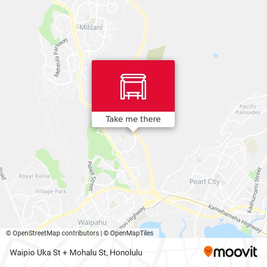 Waipio Uka St + Mohalu St map