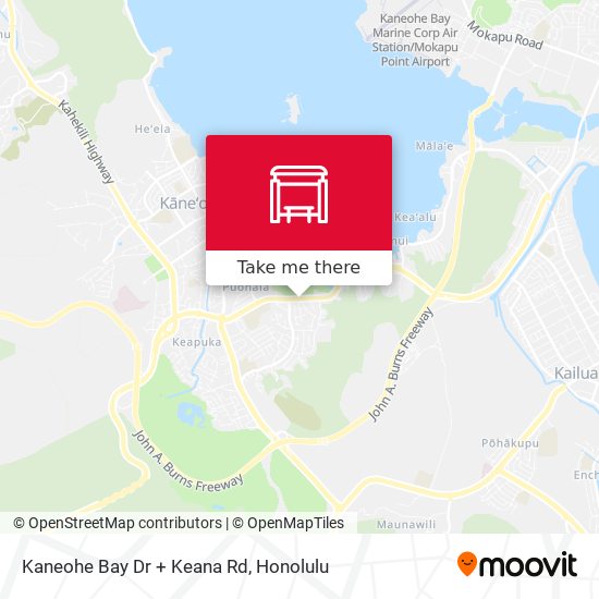 Mapa de Kaneohe Bay Dr + Keana Rd