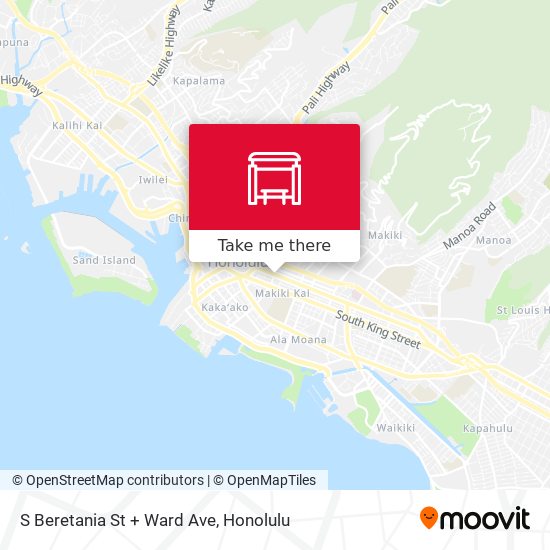 S Beretania St + Ward Ave map