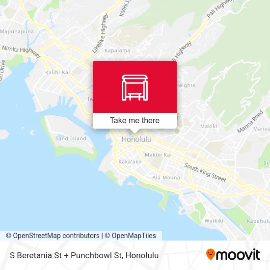 S Beretania St + Punchbowl St map