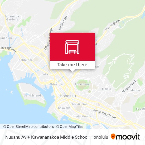 Nuuanu Av + Kawananakoa Middle School map