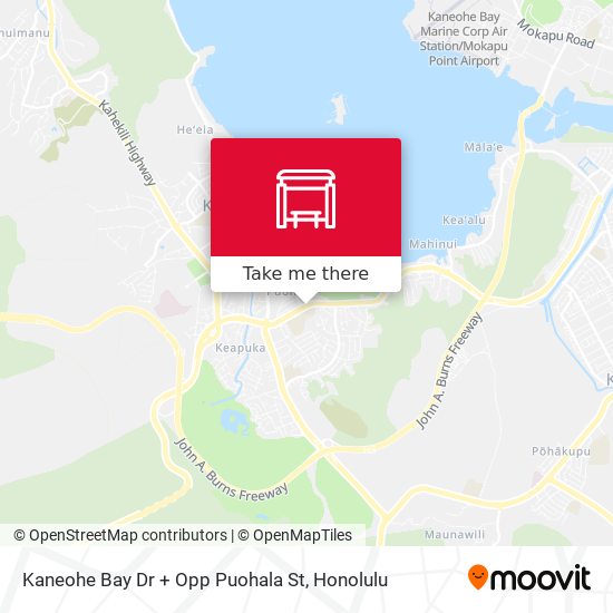 Kaneohe Bay Dr + Opp Puohala St map